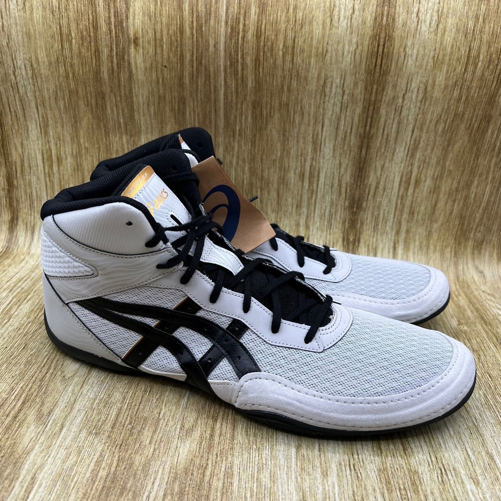 ASICS Matflex 7 Wrestling Shoes Men's Size 15 White Black High Top 1081A051 NEW
